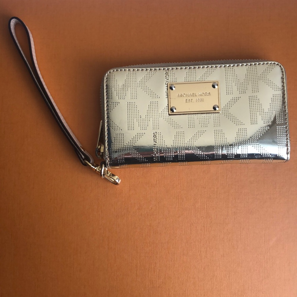 Michael Kors gold wristlet